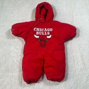 Vintage 90s Chicago Bulls Rare Vintage Hooded Winter Coat Newborn Onesie Bunting